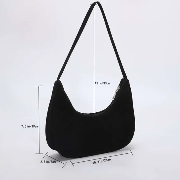 Black velvet corduroy shoulder purse | brand new - Picture 2 of 2